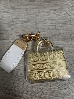 Gold Mini Bag Keychain with White Strap